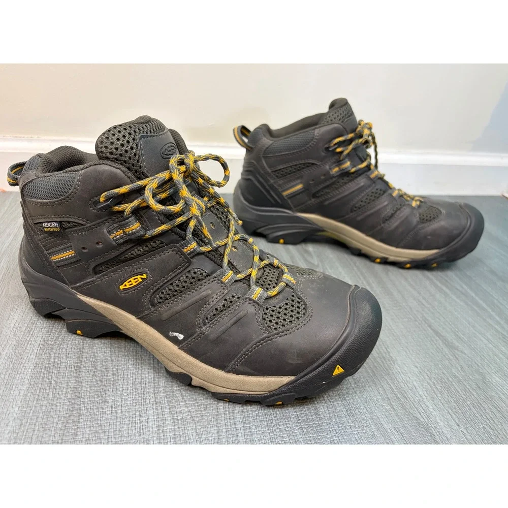 Keen Utility Lansing Mid Work Boots 9.5D Raven Gray Steel Toe EH Safety Hiking